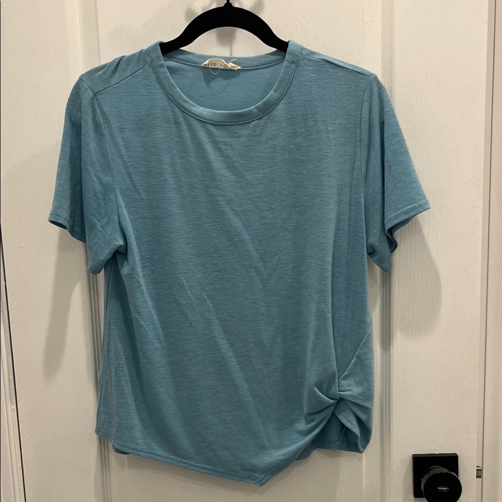 Casual Blue Short Sleeve Top